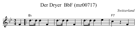 Der Dryer  BbF (mz00717) - staff notation
