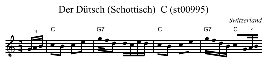 Der Dütsch (Schottisch)  C (st00995) - staff notation