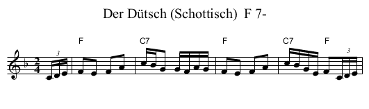 Der D&uuml;tsch (Schottisch)  F 7- - staff notation
