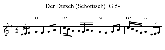 Der D&uuml;tsch (Schottisch)  G 5- - staff notation
