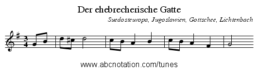 Der ehebrecherische Gatte - staff notation