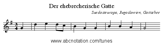 Der ehebrecherische Gatte - staff notation