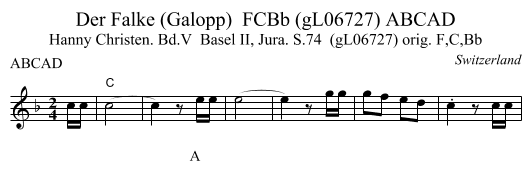 Der Falke (Galopp)  FCBb (gL06727) ABCAD - staff notation