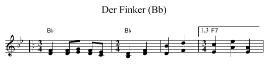 Der Finker (Bb) - staff notation