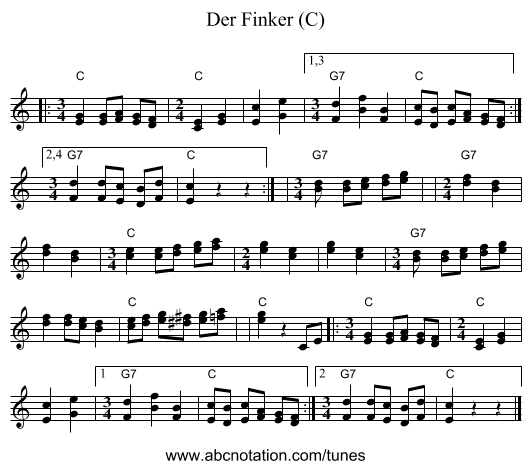 Der Finker (C) - staff notation