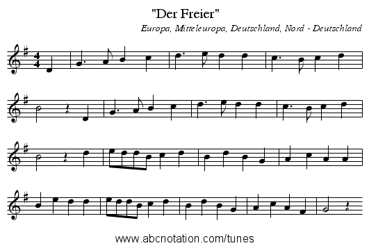 Der Freier - staff notation