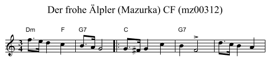 Der frohe &Auml;lpler (Mazurka) CF (mz00312) - staff notation