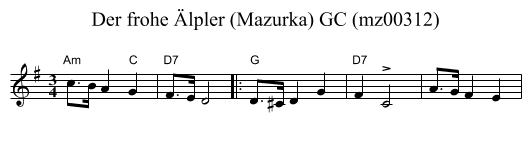 Der frohe &Auml;lpler (Mazurka) GC (mz00312) - staff notation