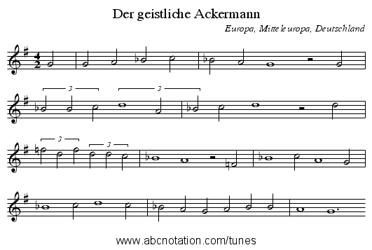 Der geistliche Ackermann - staff notation