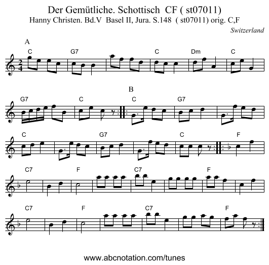 Der Gemütliche. Schottisch CF ( st07011) - staff notation