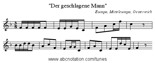 Der geschlagene Mann - staff notation