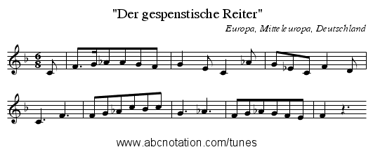 Der gespenstische Reiter - staff notation