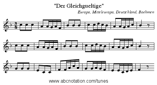 Der Gleichgueltige - staff notation