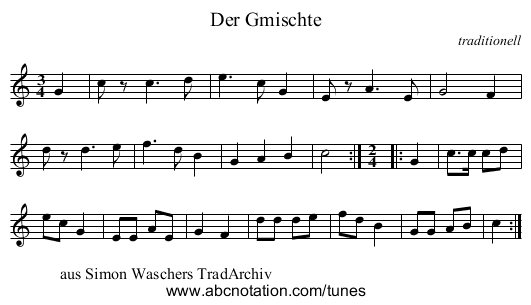 Der Gmischte - staff notation