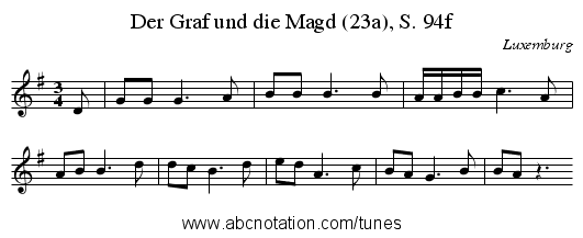 Der Graf und die Magd (23a), S. 94f - staff notation