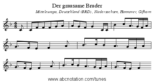 Der grausame Bruder - staff notation