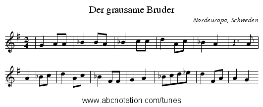 Der grausame Bruder - staff notation