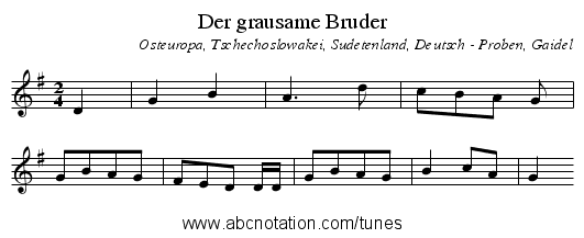 Der grausame Bruder - staff notation