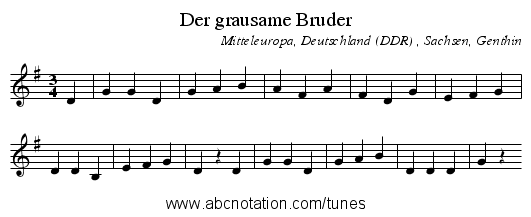 Der grausame Bruder - staff notation