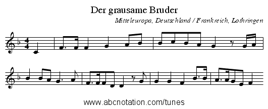 Der grausame Bruder - staff notation