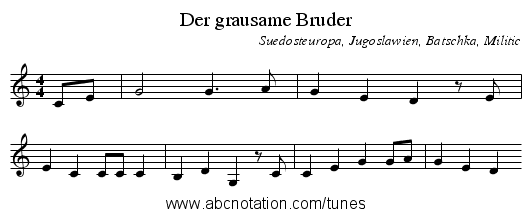 Der grausame Bruder - staff notation