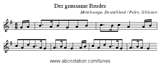Der grausame Bruder - staff notation