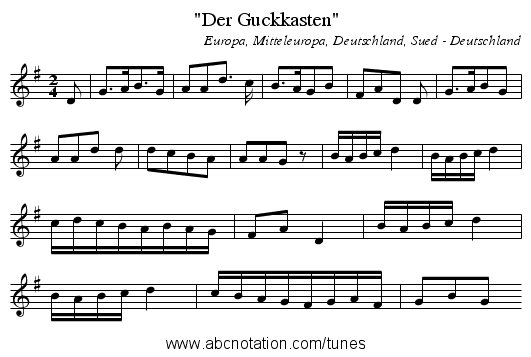 Der Guckkasten - staff notation