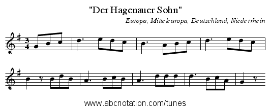 Der Hagenauer Sohn - staff notation