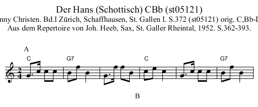 Der Hans (Schottisch) CBb (st05121) - staff notation