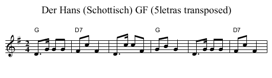 Der Hans (Schottisch) GF (5letras transposed) - staff notation