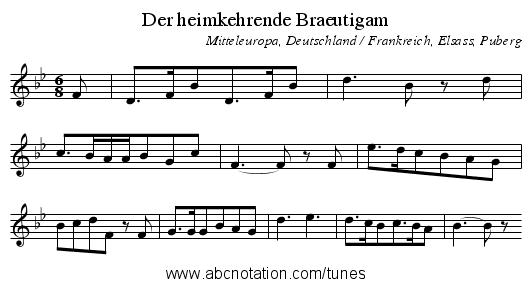 Der heimkehrende Braeutigam - staff notation