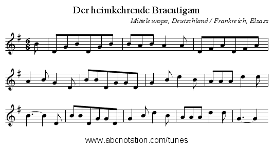 Der heimkehrende Braeutigam - staff notation