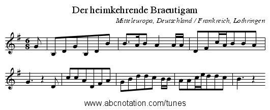 Der heimkehrende Braeutigam - staff notation