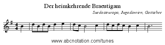Der heimkehrende Braeutigam - staff notation