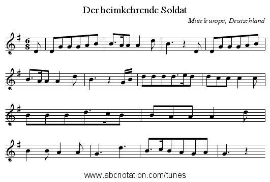 Der heimkehrende Soldat - staff notation