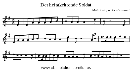 Der heimkehrende Soldat - staff notation