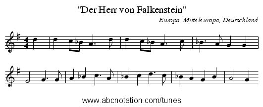 Der Herr von Falkenstein - staff notation