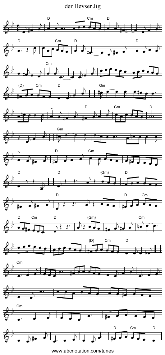 der Heyser Jig - staff notation