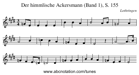 Der himmlische Ackersmann (Band 1), S. 155 - staff notation