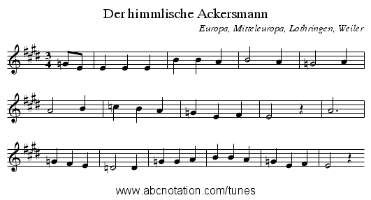 Der himmlische Ackersmann - staff notation
