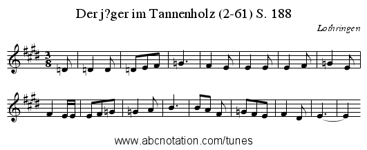 Der j?ger im Tannenholz (2-61) S. 188 - staff notation