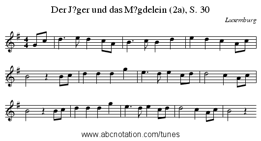 Der J?ger und das M?gdelein (2a), S. 30 - staff notation