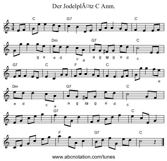 Der JodelplÃ¤tz C Anm. - staff notation