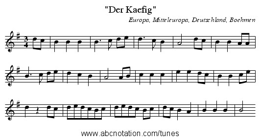 Der Kaefig - staff notation