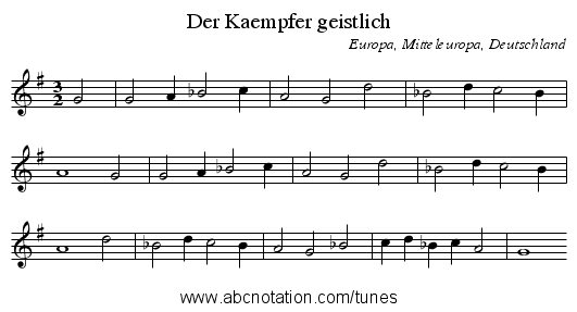 Der Kaempfer geistlich - staff notation