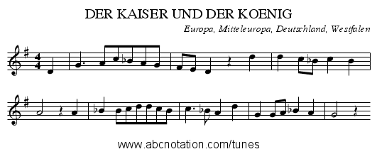 DER KAISER UND DER KOENIG - staff notation