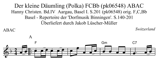 Der kleine Däumling (Polka) FCBb (pk06548) ABAC - staff notation