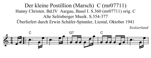 Der kleine Postillion (Marsch)  C (mr07711) - staff notation