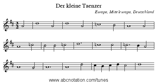 Der kleine Taenzer - staff notation