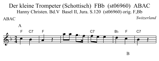 Der kleine Trompeter (Schottisch)  FBb  (st06960)  ABAC - staff notation